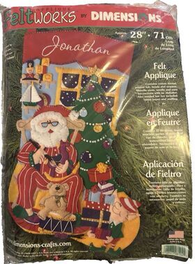 Dimensions Felt Christmas Stocking Kit 2001 Santa Claus Applique 28" New USA